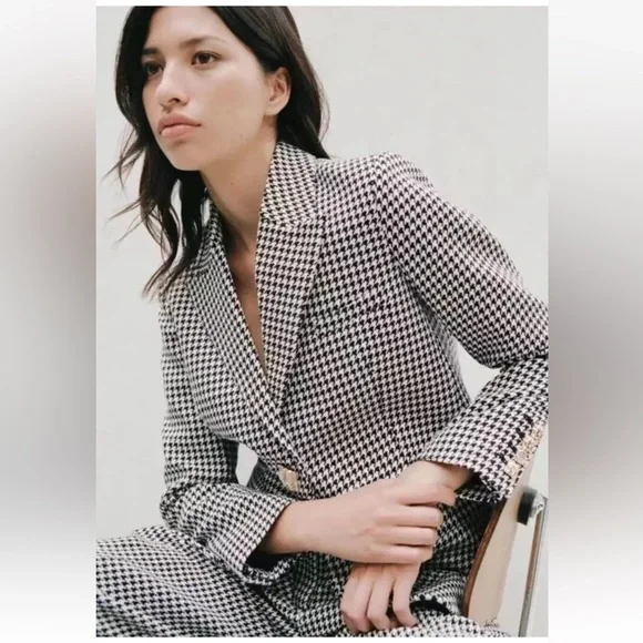 NWOT SELF-PORTRAIT HOUNDSTOOTH Cotton Jacket, US 8 - Picture 4 of 15